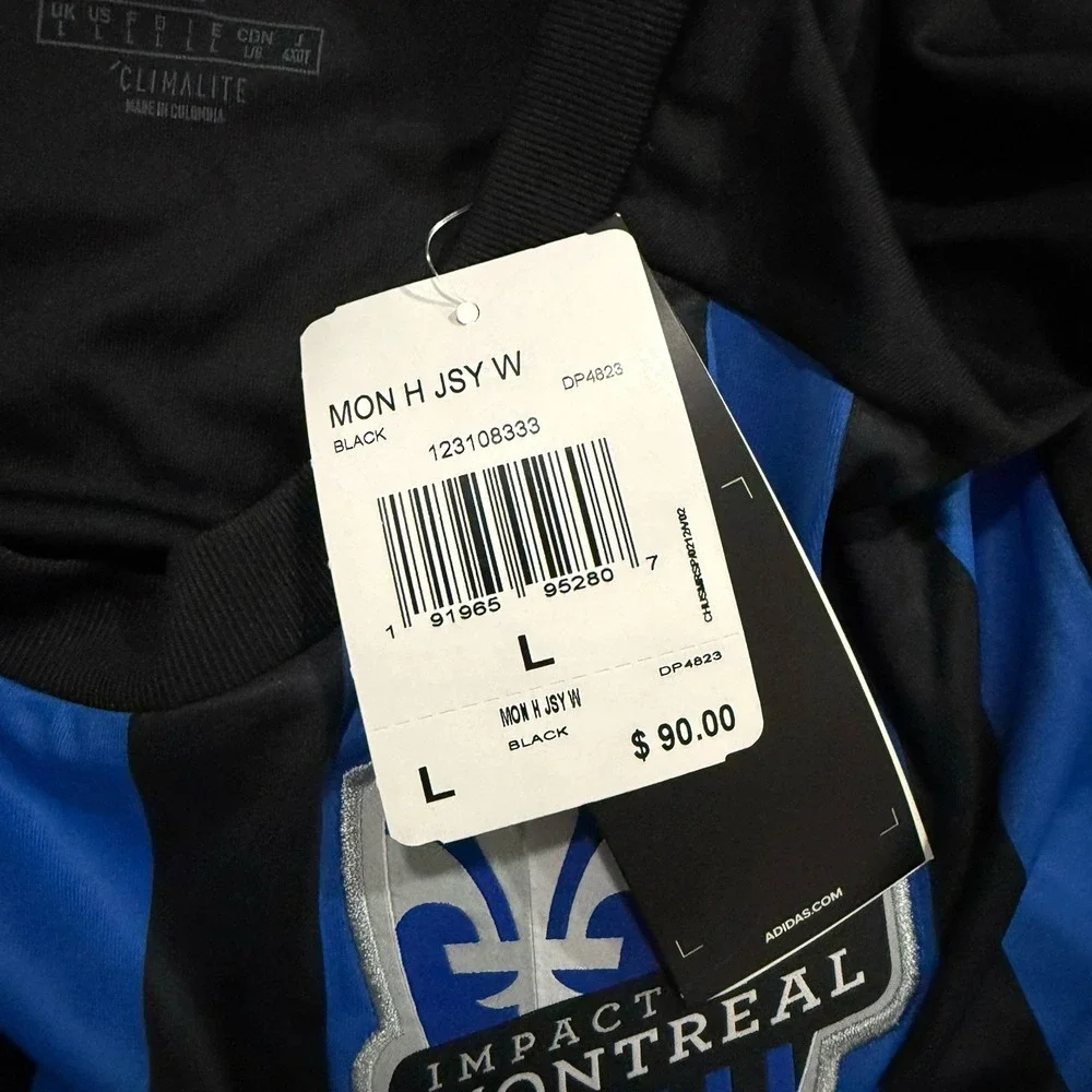 Adidas Montreal Impact MLS Shirt Size L Black Blue Climalite Jersey Top